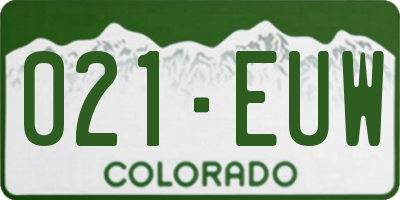 CO license plate 021EUW