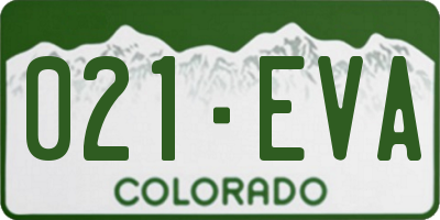 CO license plate 021EVA