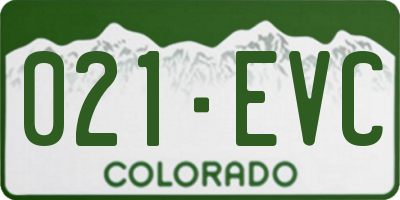 CO license plate 021EVC