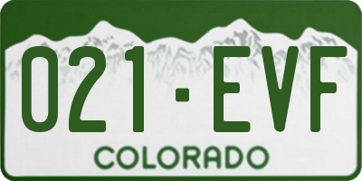 CO license plate 021EVF
