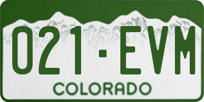 CO license plate 021EVM