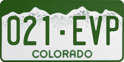 CO license plate 021EVP