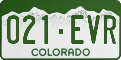 CO license plate 021EVR