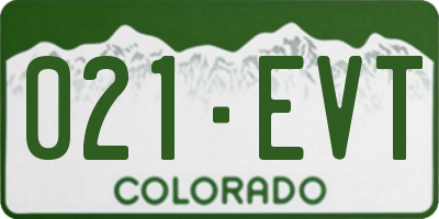 CO license plate 021EVT