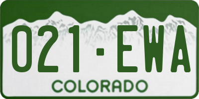 CO license plate 021EWA