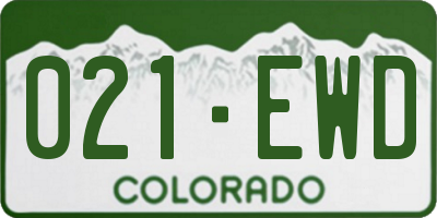 CO license plate 021EWD