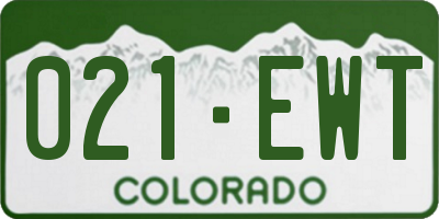 CO license plate 021EWT