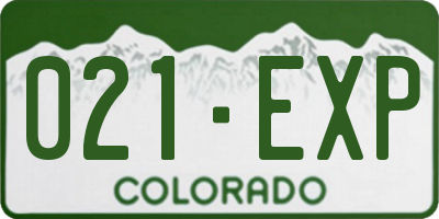 CO license plate 021EXP