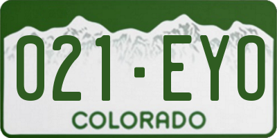 CO license plate 021EYO