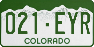 CO license plate 021EYR