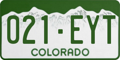 CO license plate 021EYT