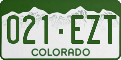CO license plate 021EZT