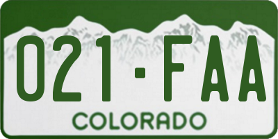 CO license plate 021FAA