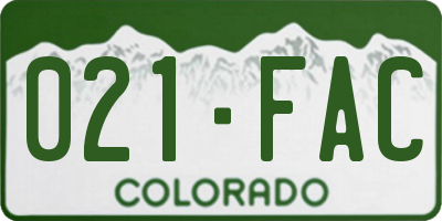 CO license plate 021FAC