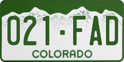 CO license plate 021FAD