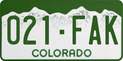 CO license plate 021FAK