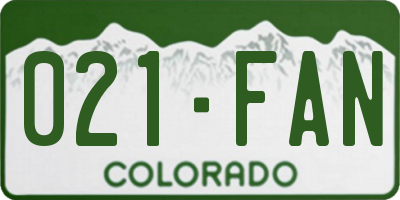 CO license plate 021FAN