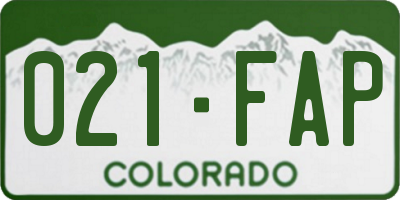 CO license plate 021FAP
