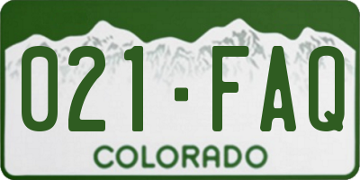 CO license plate 021FAQ