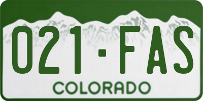 CO license plate 021FAS