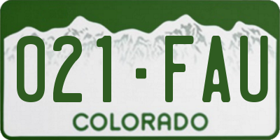 CO license plate 021FAU