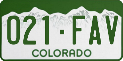CO license plate 021FAV