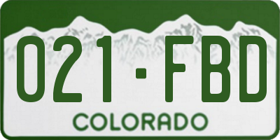 CO license plate 021FBD