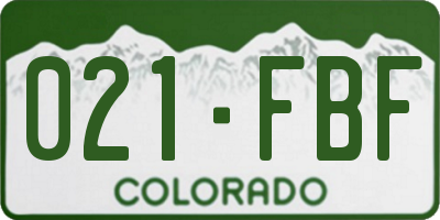 CO license plate 021FBF