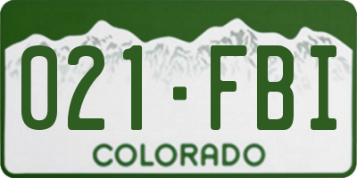 CO license plate 021FBI