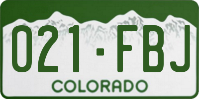 CO license plate 021FBJ
