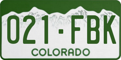 CO license plate 021FBK