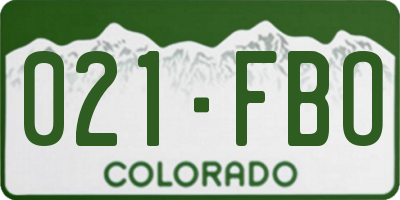 CO license plate 021FBO