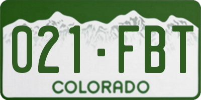 CO license plate 021FBT