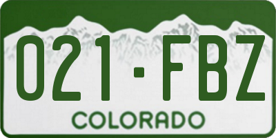 CO license plate 021FBZ