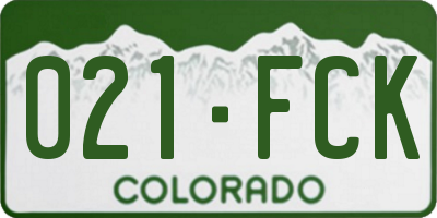 CO license plate 021FCK