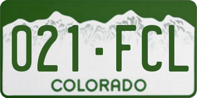 CO license plate 021FCL