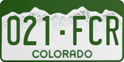 CO license plate 021FCR