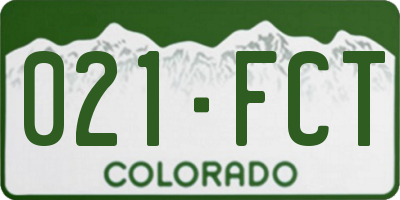 CO license plate 021FCT