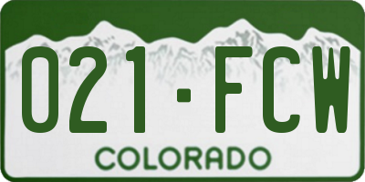 CO license plate 021FCW