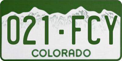 CO license plate 021FCY