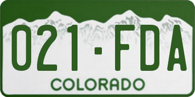 CO license plate 021FDA
