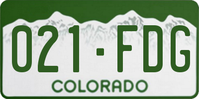 CO license plate 021FDG
