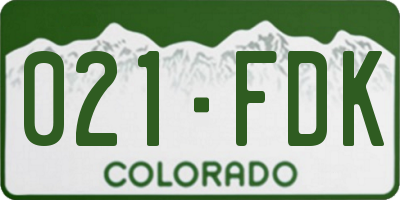 CO license plate 021FDK