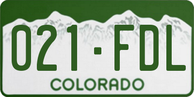 CO license plate 021FDL