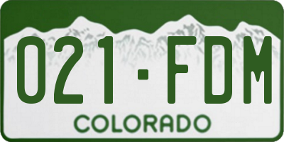 CO license plate 021FDM