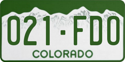 CO license plate 021FDO