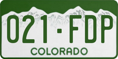CO license plate 021FDP