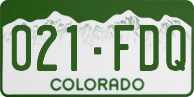CO license plate 021FDQ