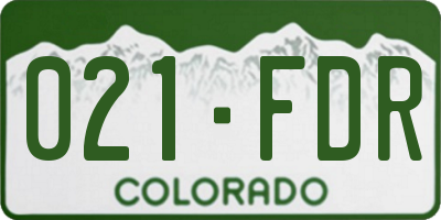 CO license plate 021FDR