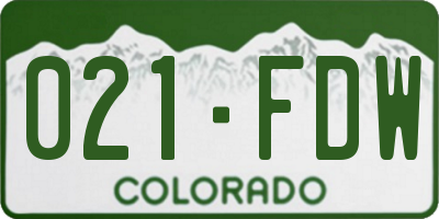 CO license plate 021FDW